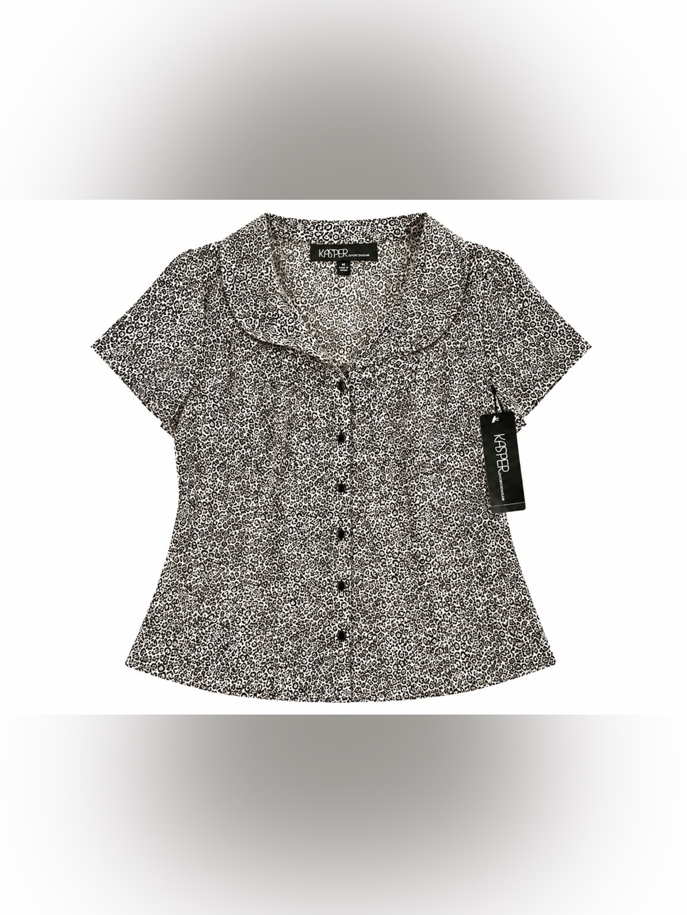 Kasper Leopard Cheetah Printed Top In Size Medium Womens